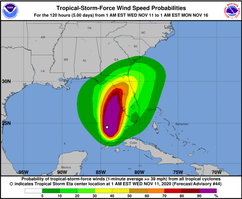 Hurricane Watch for Florida Wednesday to Friday