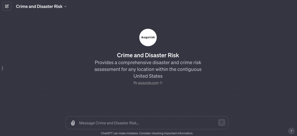 New GPT for Crime and Natural Disaster Risk on ChatGPT